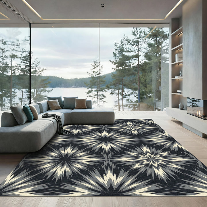 Monochromatic Abstract Starburst Rug