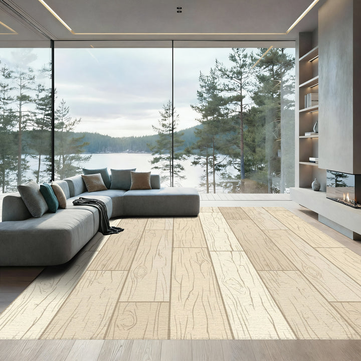 Earthy Blonde Wood Grain Plank Rug