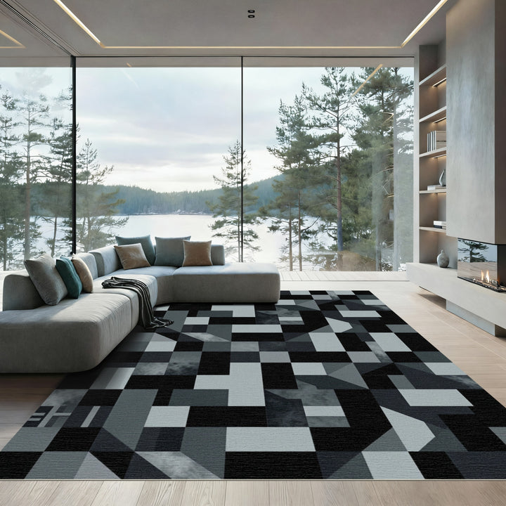 Monochromatic Geometric Contrast Rug