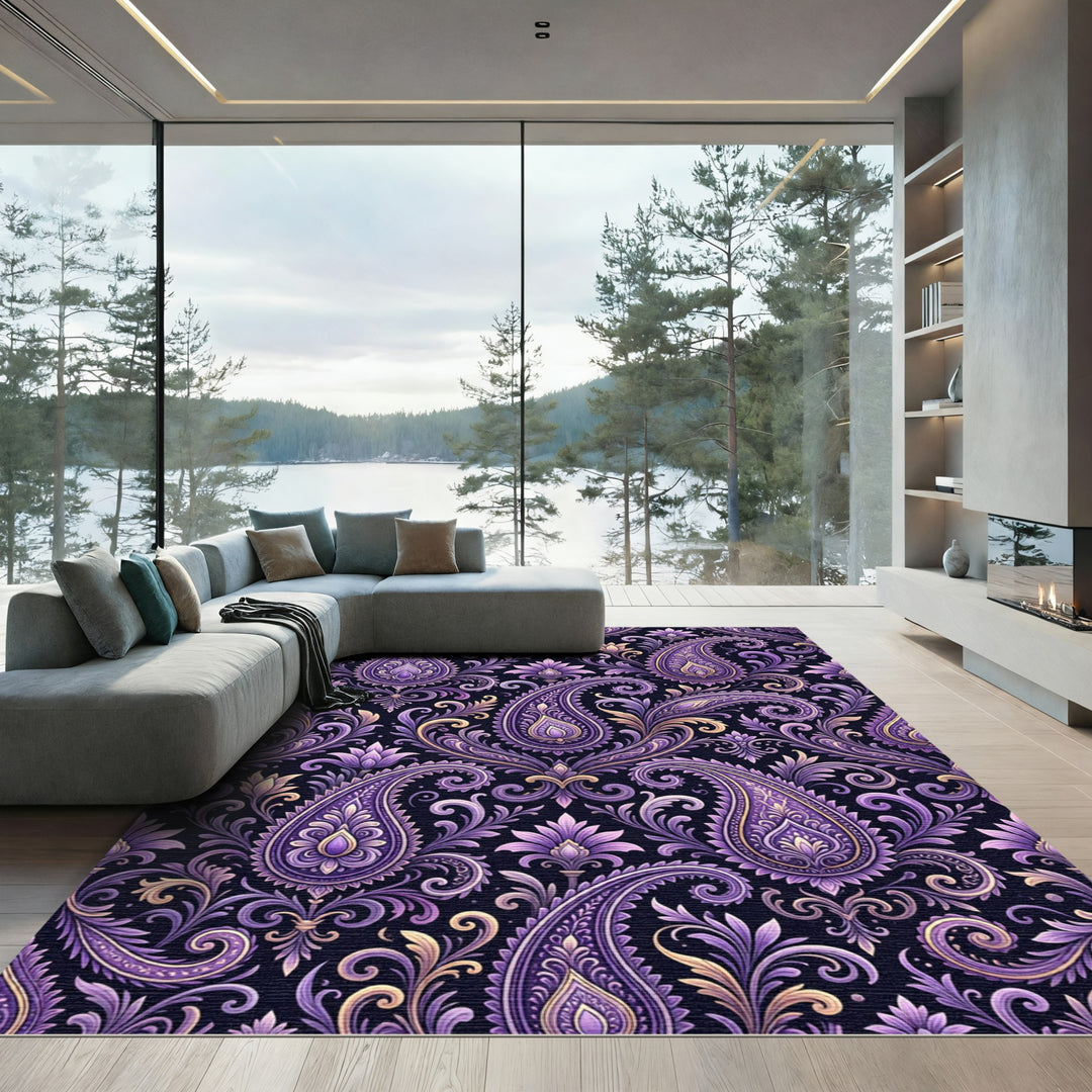 Regal Purple Paisley Flourish Rug