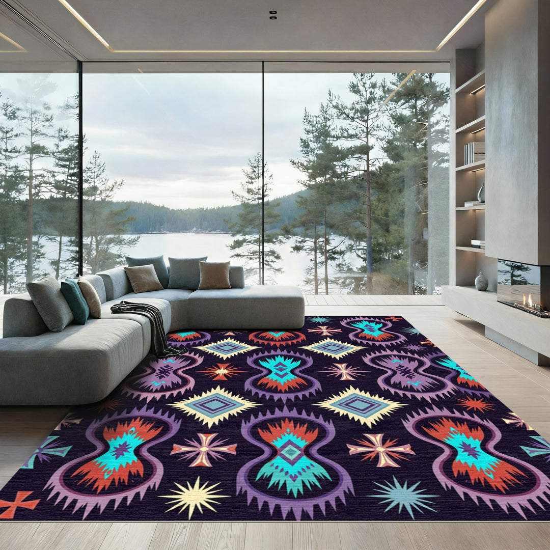 Bold Ethnic Figurine Diamond Rug