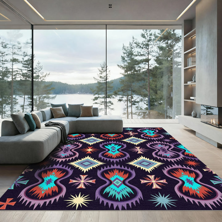 Bold Ethnic Figurine Diamond Rug