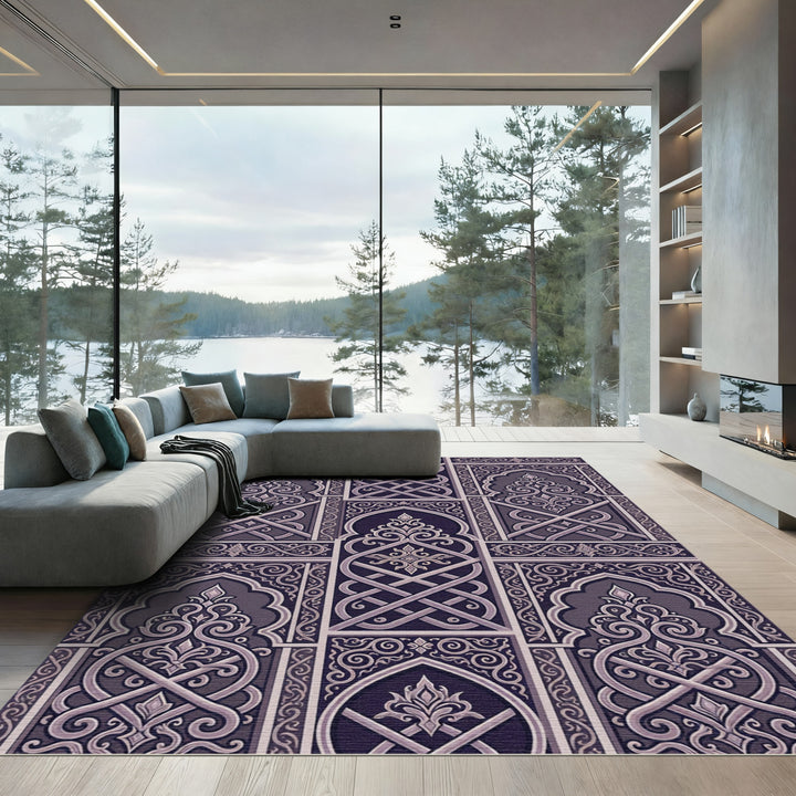 Geometric Lattice Arch Mandala Rug