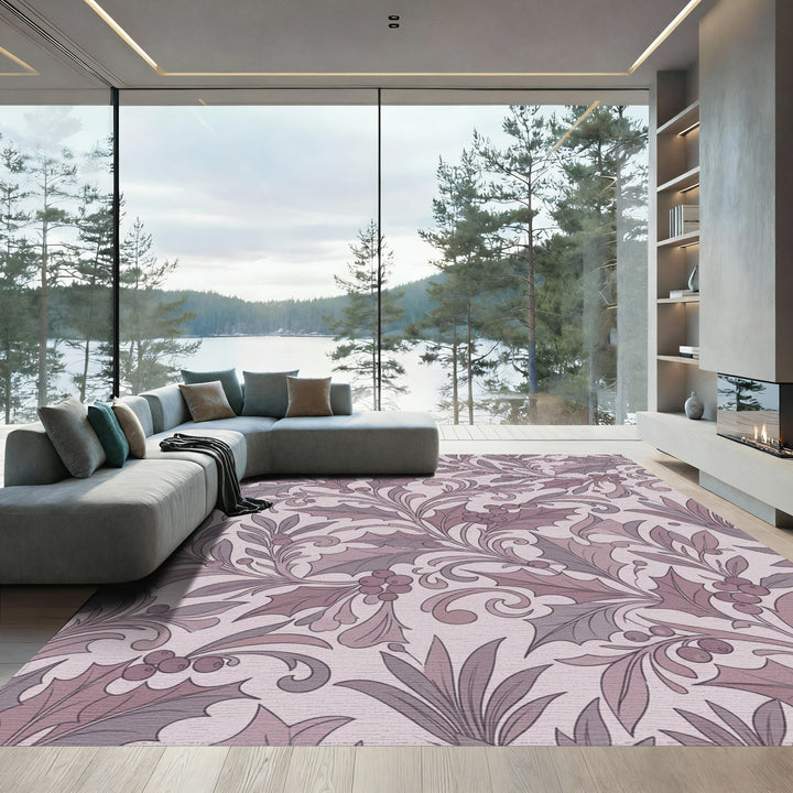 Vintage Rose Holly Berry Swirl Rug