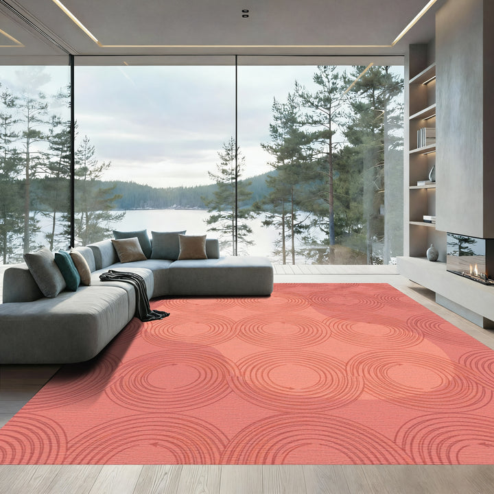 Coral Swirling Circles Repeat Rug