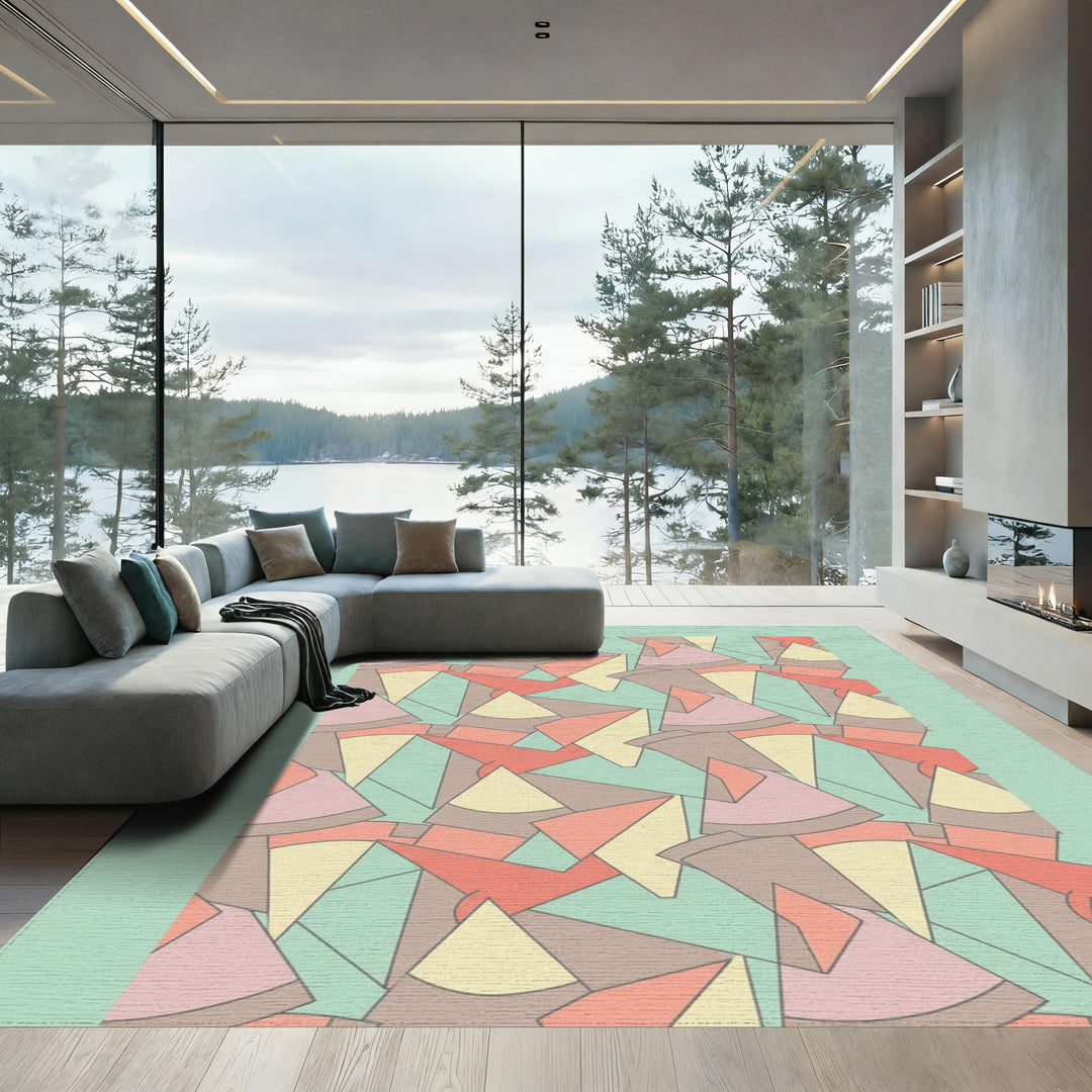 Soft Pastel Geometric Montage Rug