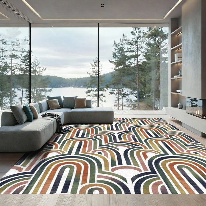 Earthy Tone Abstract Arch Cascade Rug