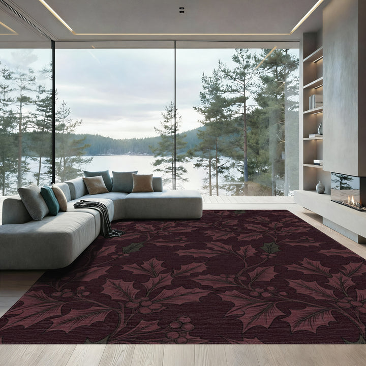 Deep Red Holly Berry Garland Rug