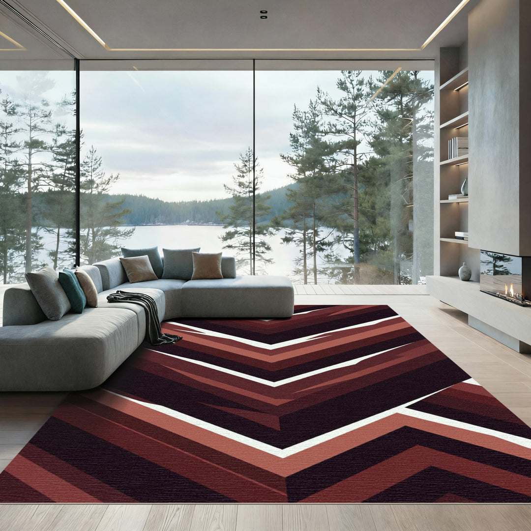 Chevron Deep Brown Wood Grain Rug