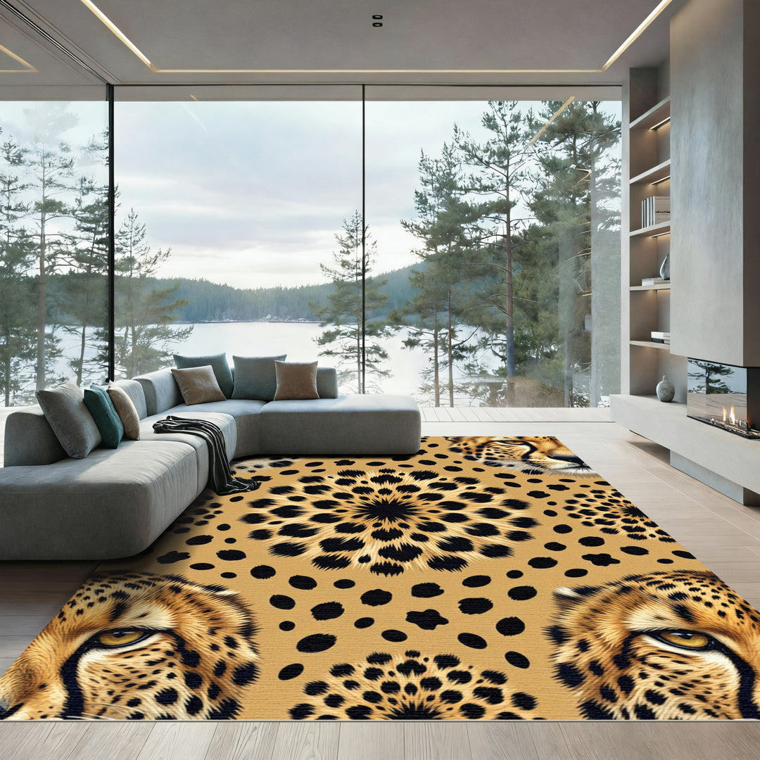 Golden Cheetah Spot Medallion Rug