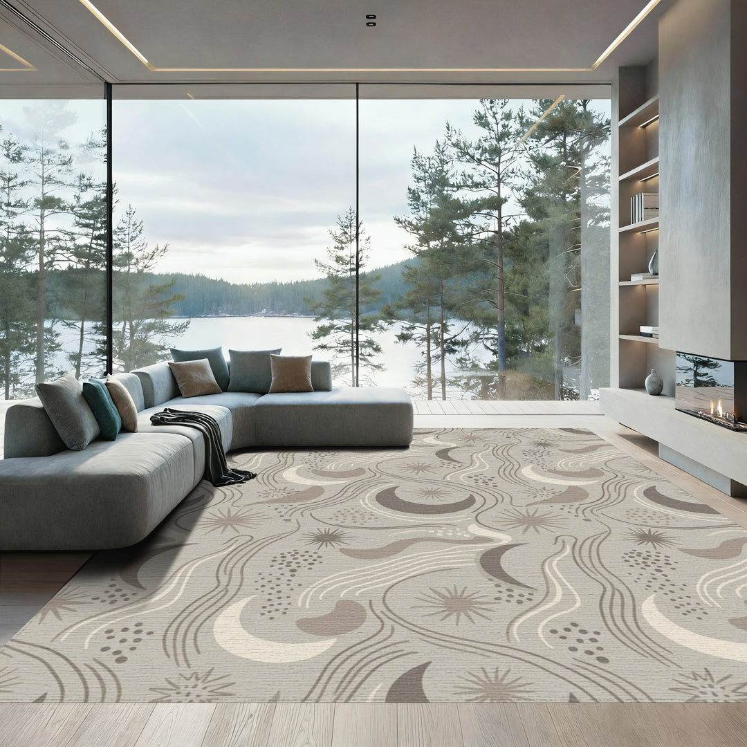 Neutral Moon Star Swirl Medley Rug