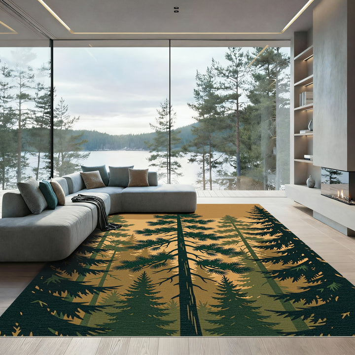 Evergreen Forest Silhouette Rug
