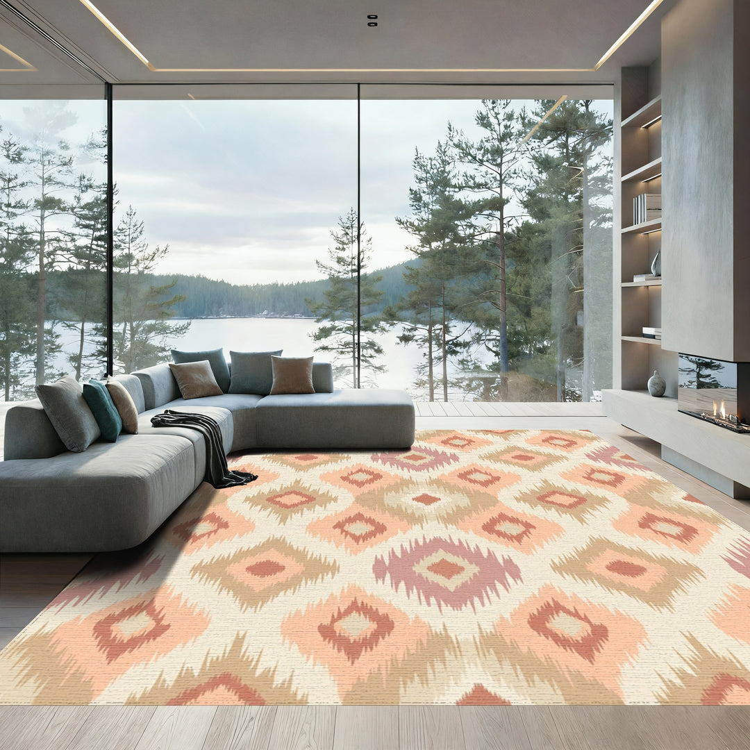 Earthy Diamond Ikat Textile Rug