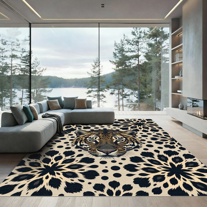 Jaguar Face Boho Mandala Rug