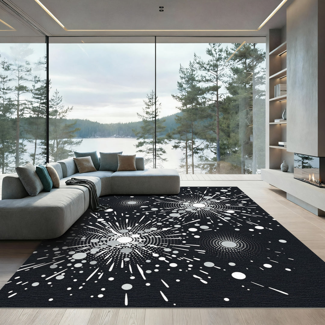 Abstract Cosmic Burst Circles Rug