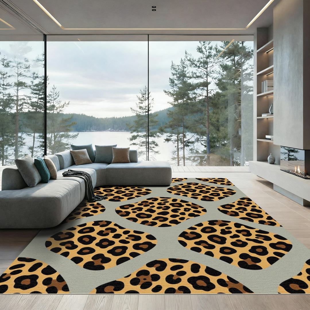Leopard Spot Abstract Shaped Rug
