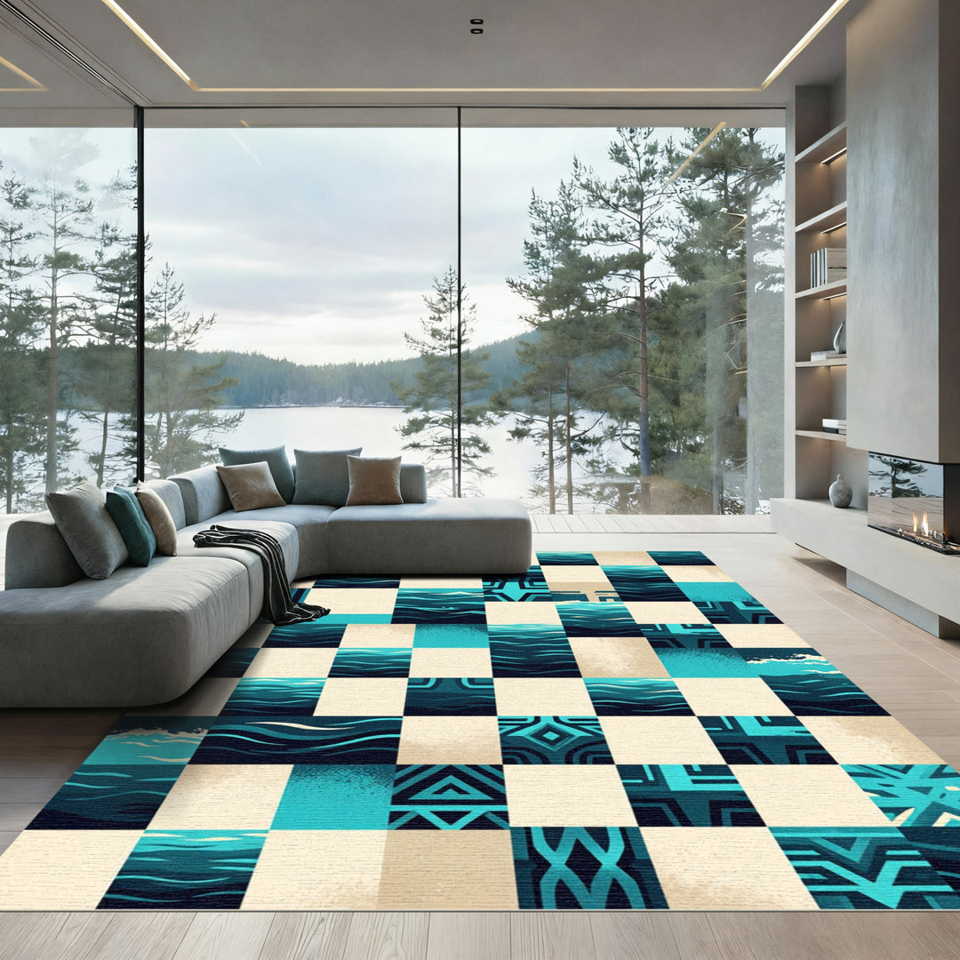Coastal Abstract Ocean Wave Rug