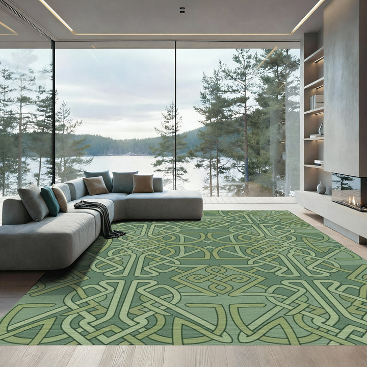Verdant Emerald Celtic Knotwork Rug
