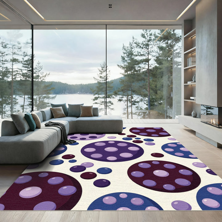 Whimsical Purple Circles Polka Dot Rug
