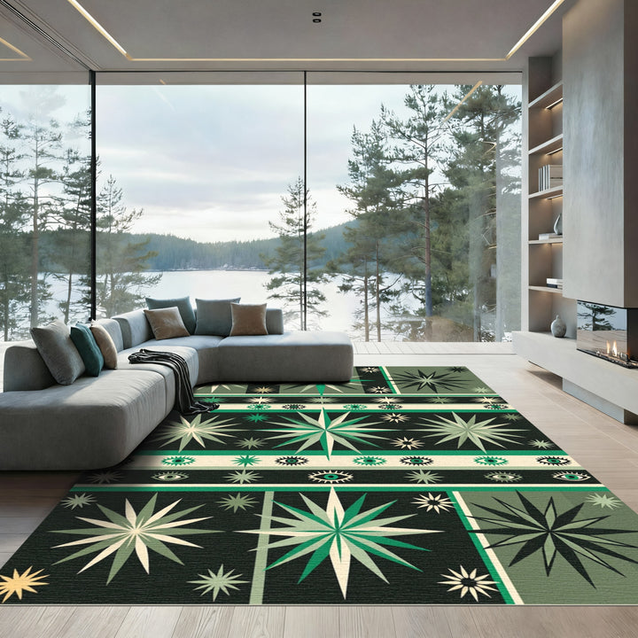 Emerald Green Starburst Eye Medallion Rug