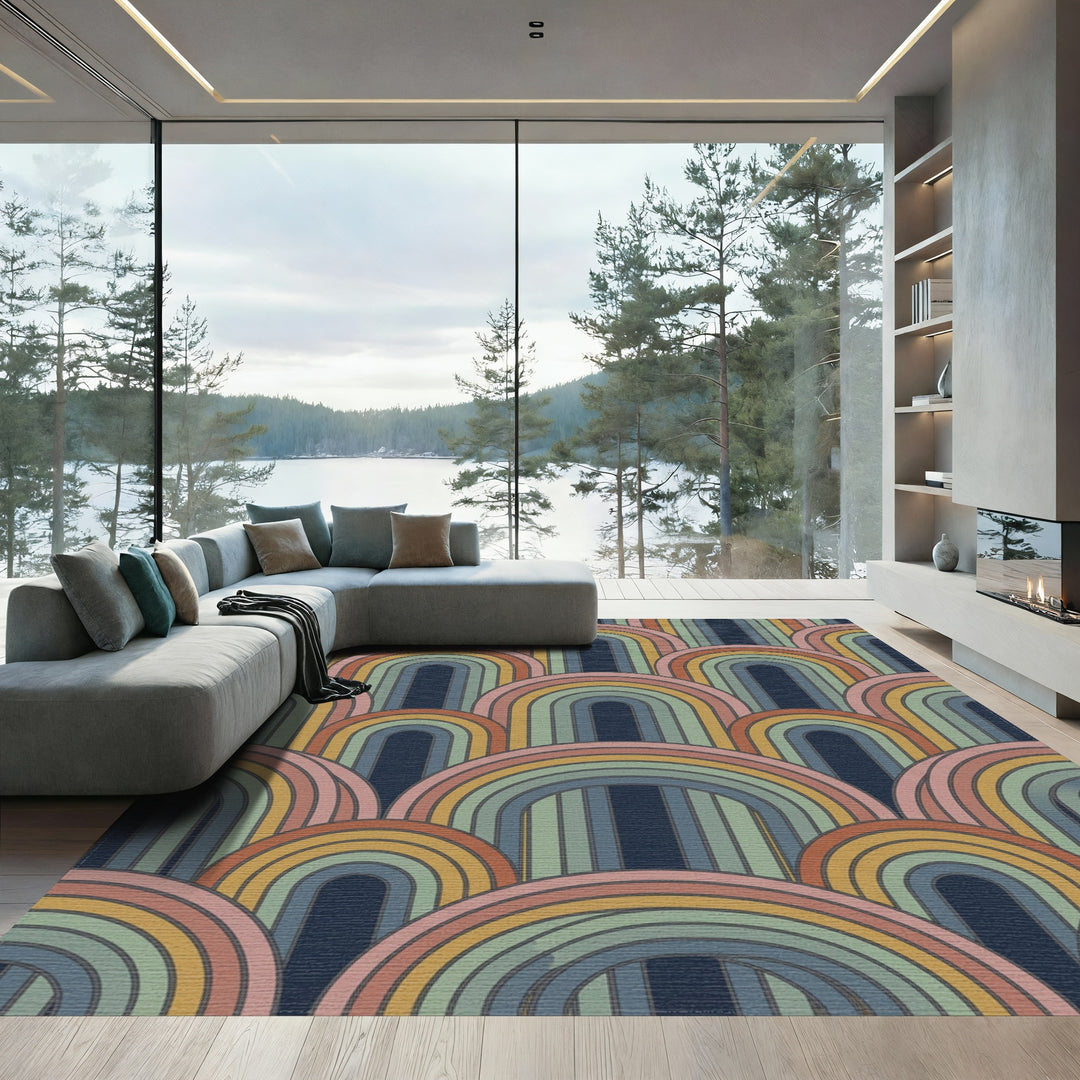Colorful Arc Mid Century Modern Rug