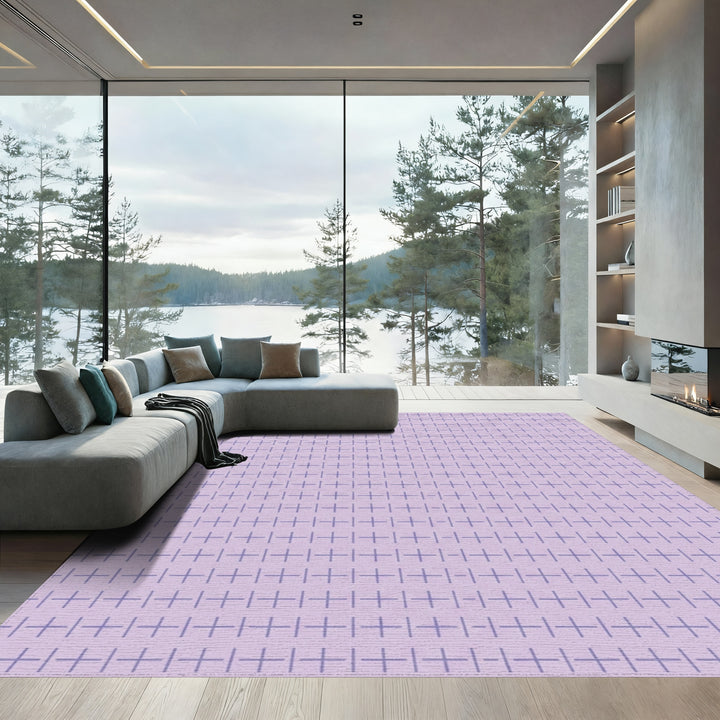 Lilac With Purple Plus Grid Rug
