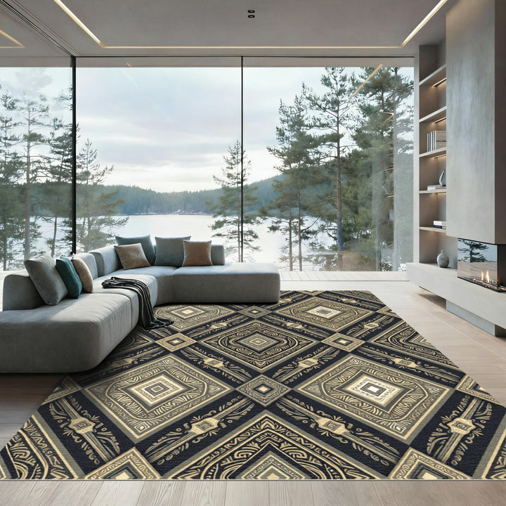 Geometric Diamond Tribal Art Rug