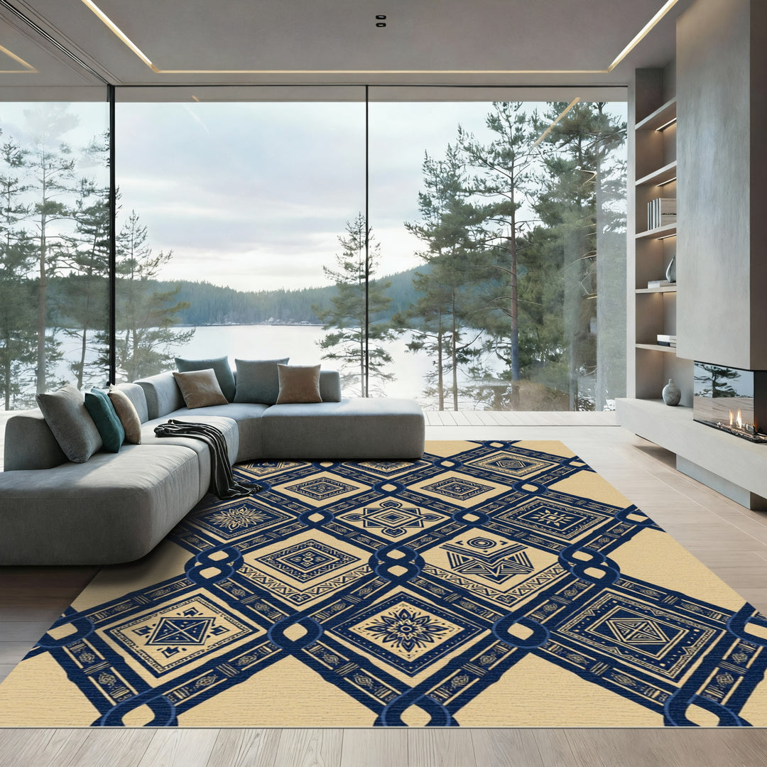 Navajo Blue Diamond Medallion Weave Rug