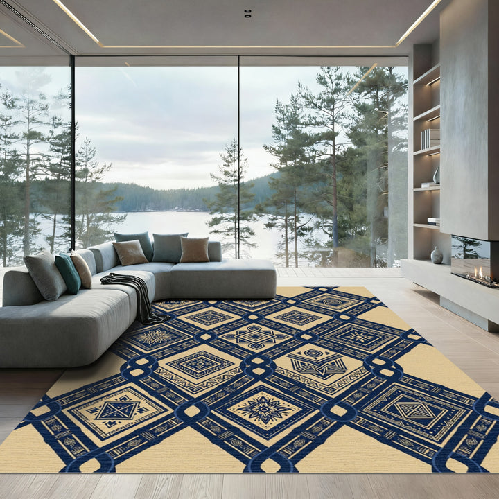 Navajo Blue Diamond Medallion Weave Rug
