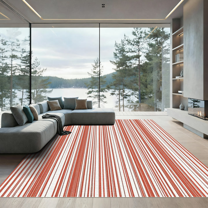 Rustic Red and White Striped Cover Rug