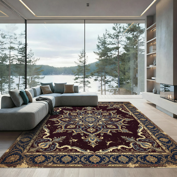 Grand Ochre Bloom Mandala Rug