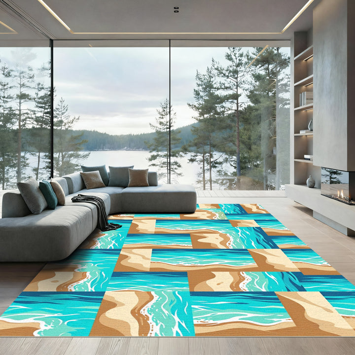 Abstract Ocean Beach Collage Rug