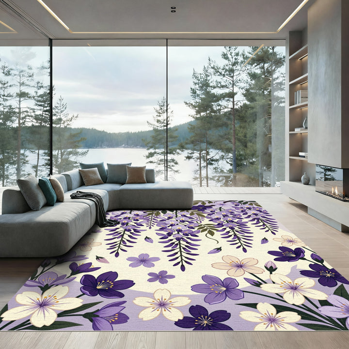 Purple Wisteria Cherry Blossom Rug