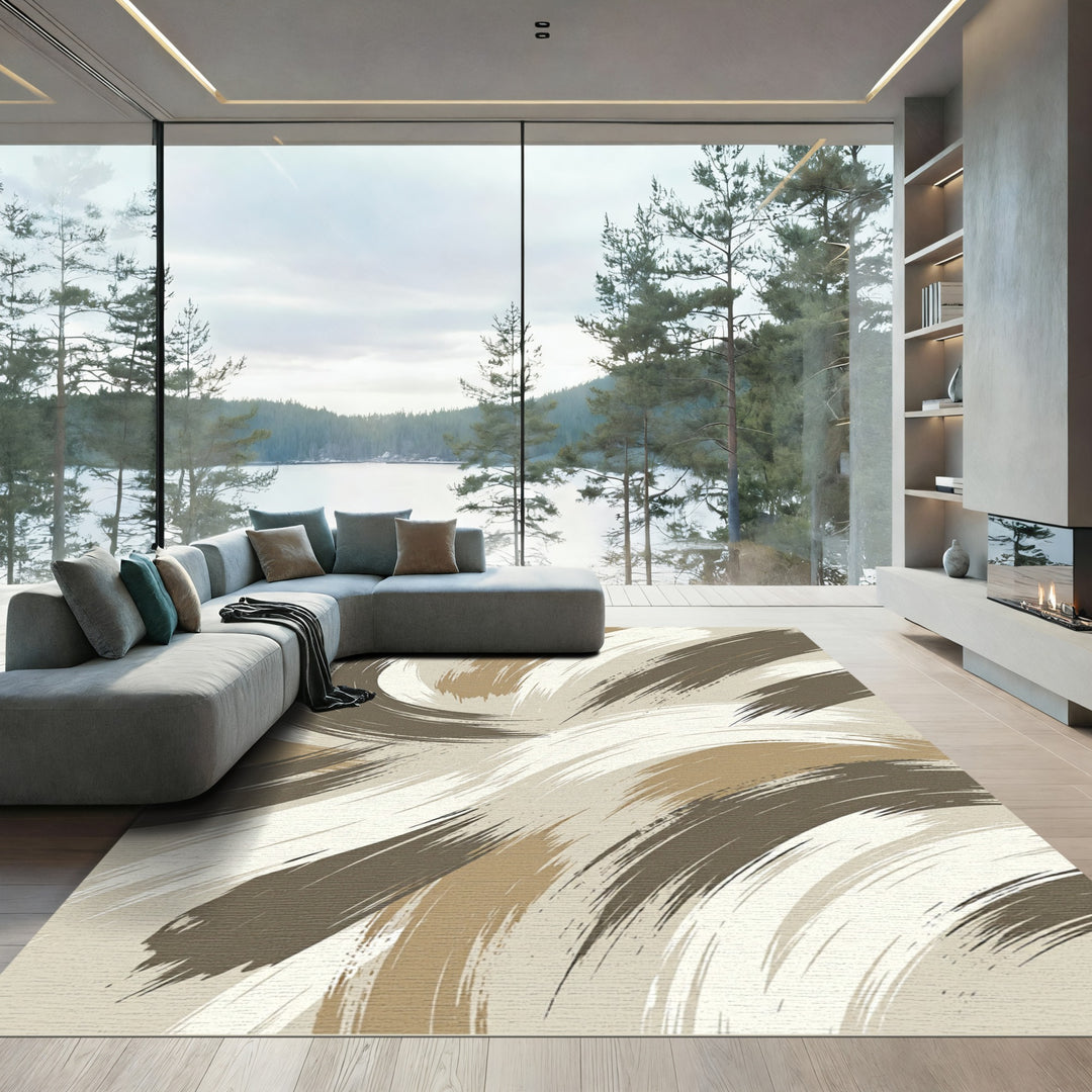 Earthy Abstract Brushstroke Rug