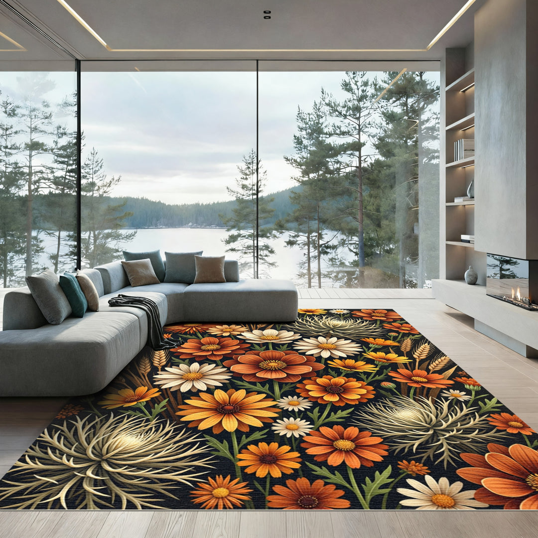 Autumn Bloom Wreath Floral Rug