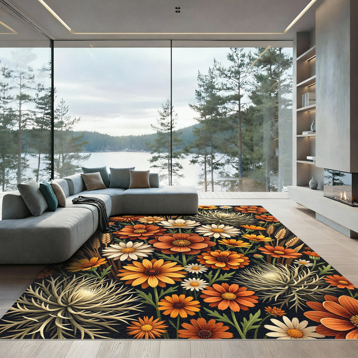 Autumn Bloom Wreath Floral Rug