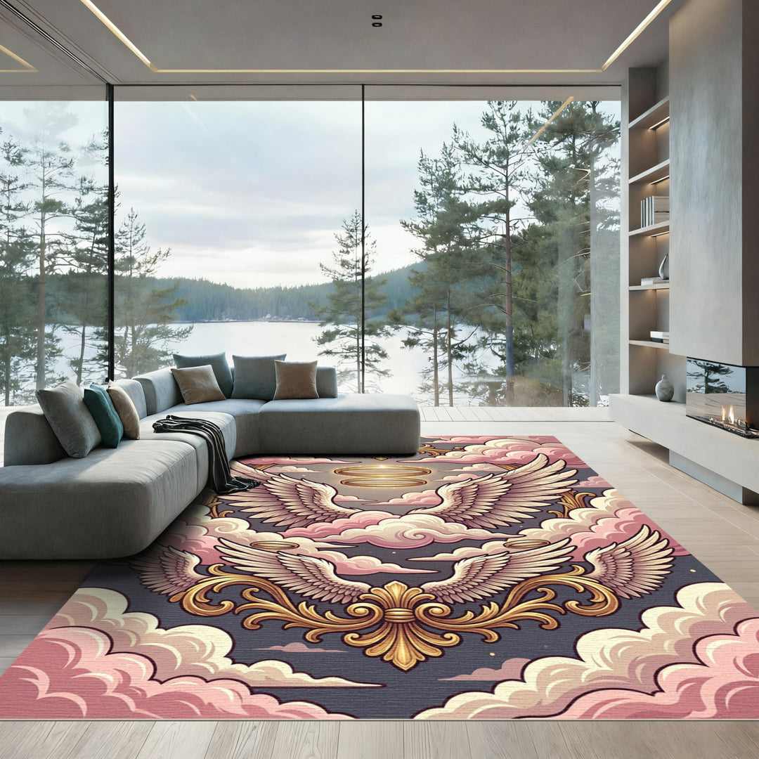 Heavenly Golden Winged Angel Rug