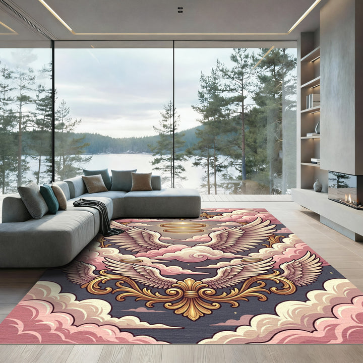 Heavenly Golden Winged Angel Rug