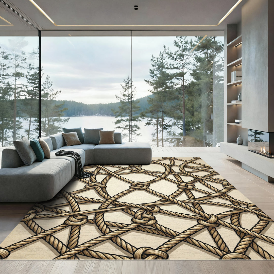 Natural Rope Netting Overlap Rug