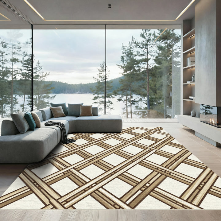 Diagonal Woven Bamboo Texture Rug