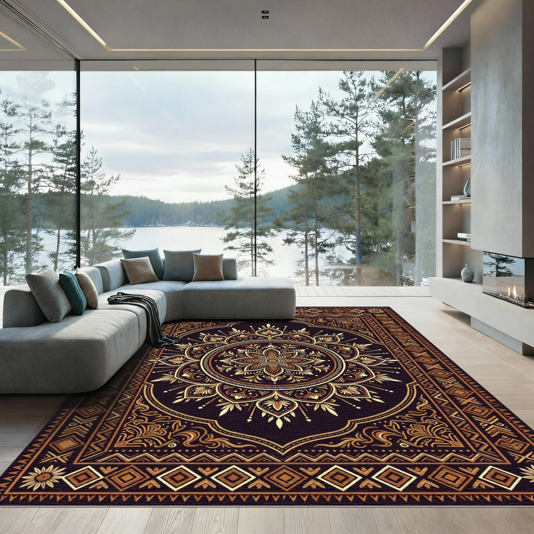 Luxury Gold Mandala Rug