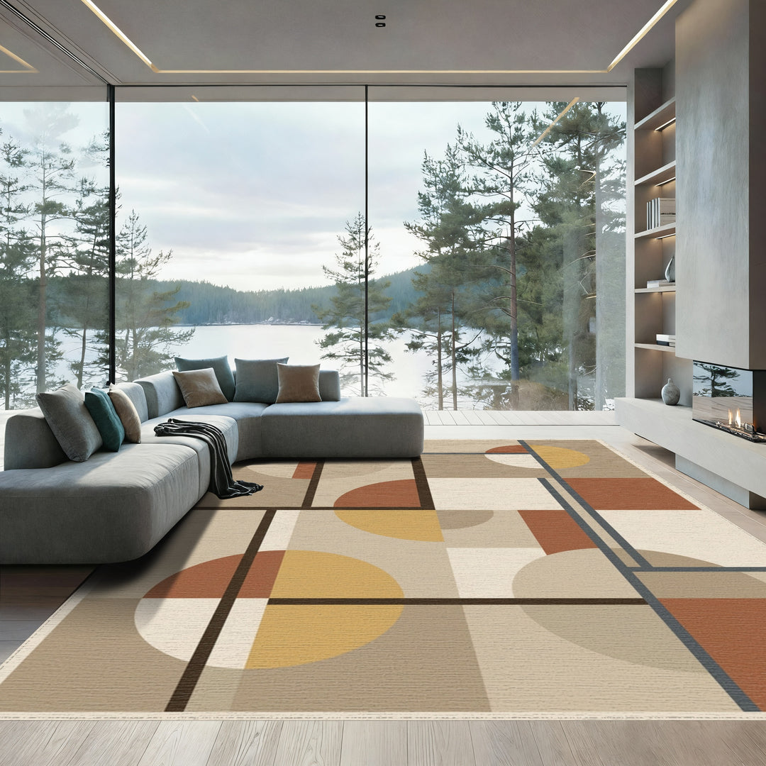 Abstract Geometric Terracotta Circles Rug