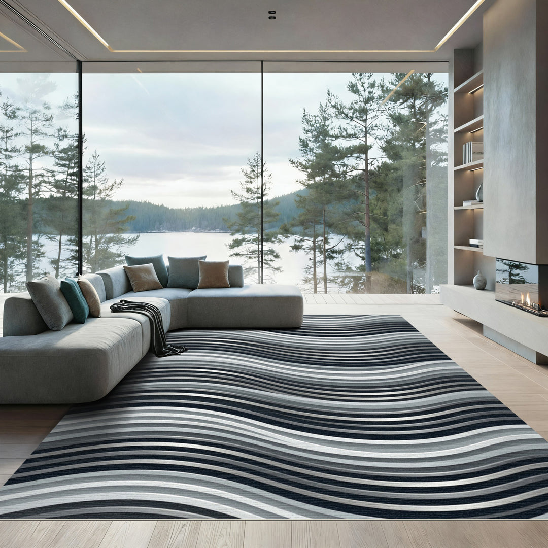 Monochromatic Ripple Wave Rug