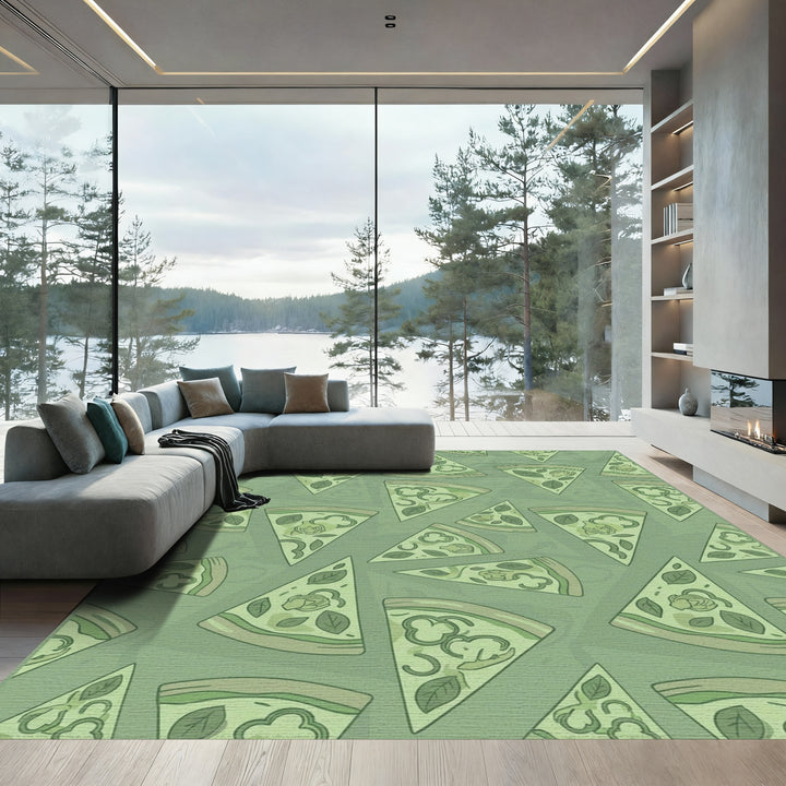 Sage Green Pizza Slice Collage Rug