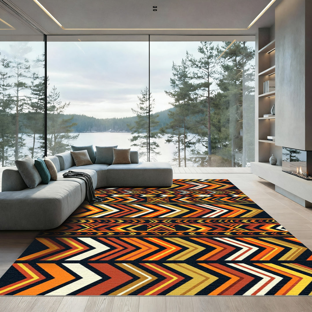 Bold Orange Native Arrow Stripe Rug