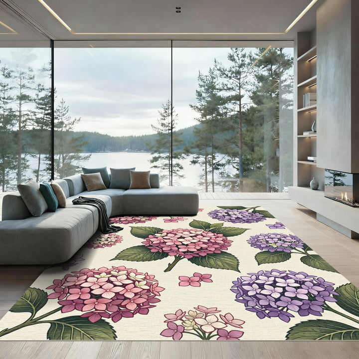 Pink Purple Hydrangea Blossom Cluster Rug
