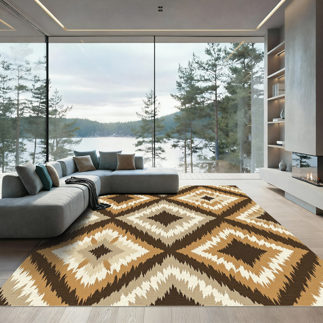 Earthy Diamond Zigzag Tonal Rug
