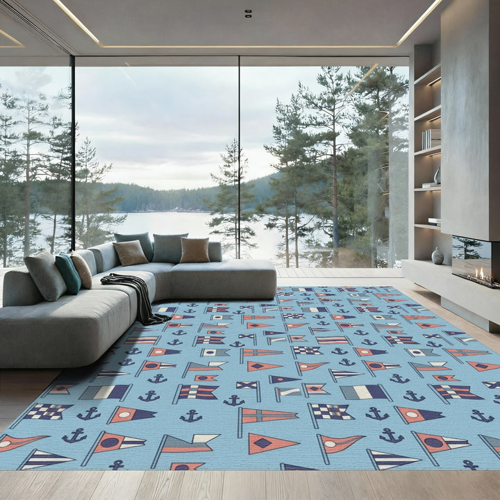Maritime Flags and Anchors Seamless Repeat Rug