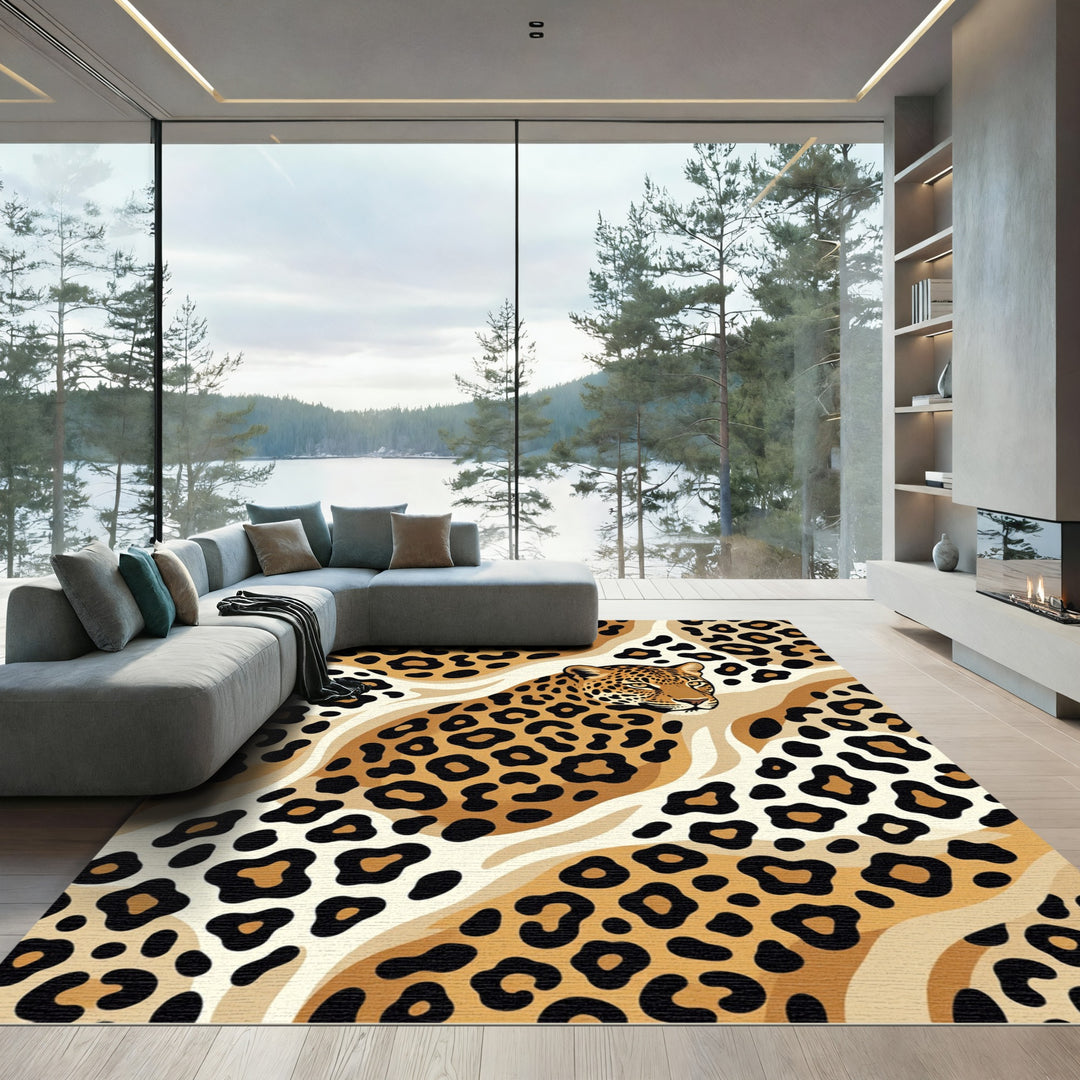 Leopard Spots Jaguar Animal Print Rug
