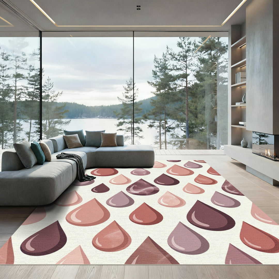 Red Pink Purple Droplet Pattern Rug